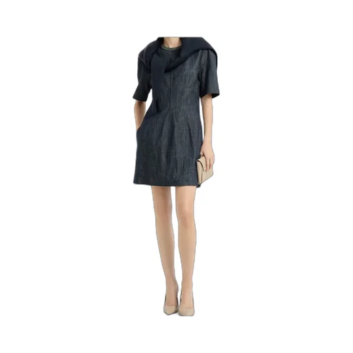 Brunello Cucinelli Short-Sleeved Denim Mini Dress