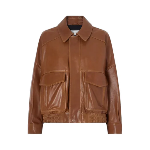Runa Paneled Leather Bomber Jacket