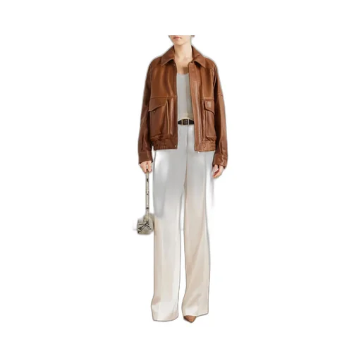 Runa Paneled Leather Bomber Jacket