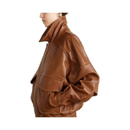 Runa Paneled Leather Bomber Jacket