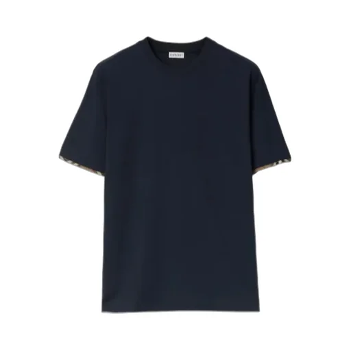 Check Trim Cotton T-Shirt