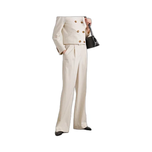 Jacquard Wide-Leg Casual Pants