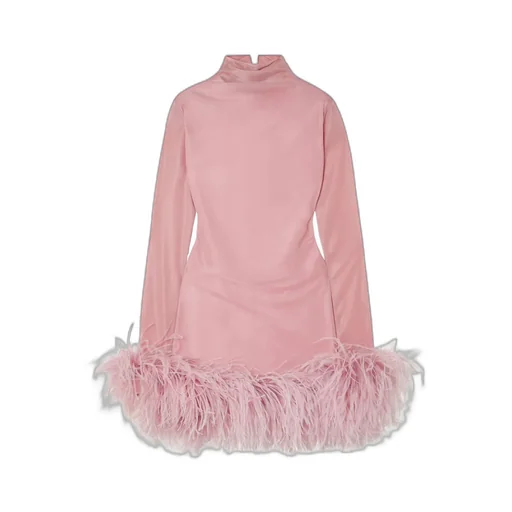 Luna Feather-Trim Draped Minidress