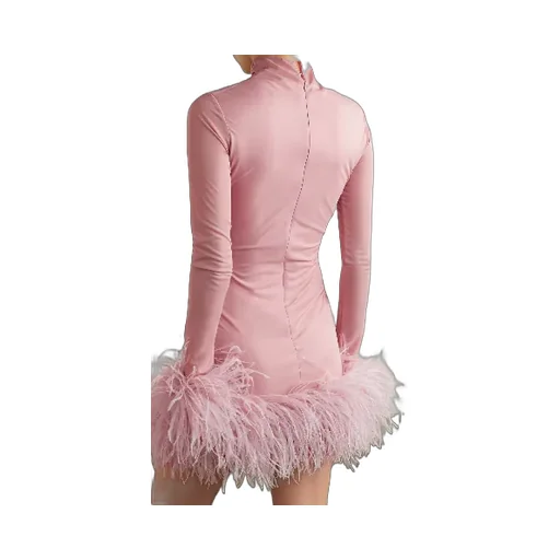 Luna Feather-Trim Draped Minidress