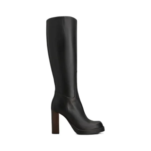 Round-Toe High-Heeled Boots