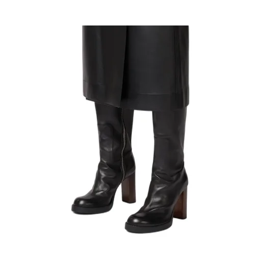 Round-Toe High-Heeled Boots