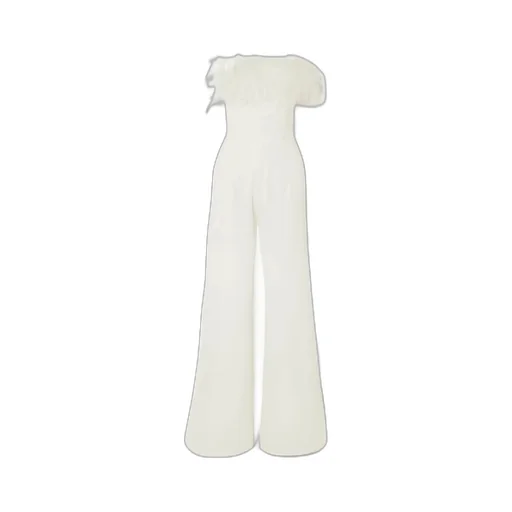 Taree Feather-Trim Strapless Jumpsuit