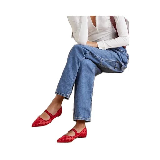 Grosgrain-Trimmed Flocked Mesh Ballet Flats