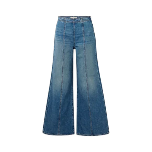 Patchwork High-Waisted Wide-Leg Jeans