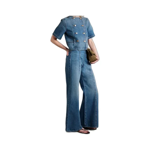 Patchwork High-Waisted Wide-Leg Jeans