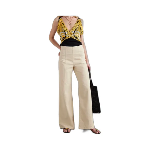 Spliced High-Waisted Wide-Leg Jeans