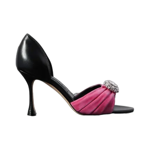 Crystal-Embellished Ruched High-Heeled Sandals
