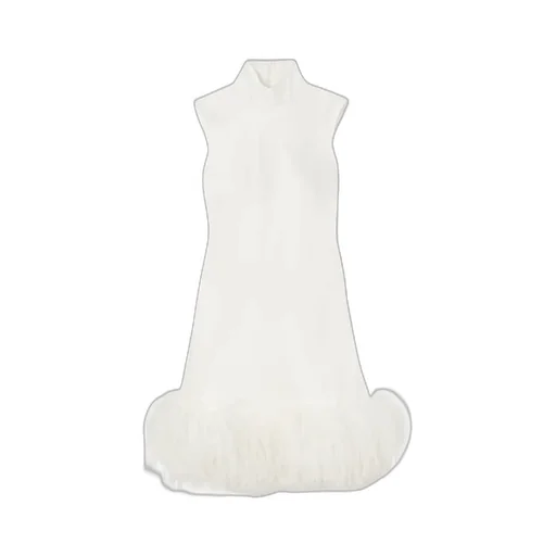 Umiko Feather-Trimmed Satin Mini Dress