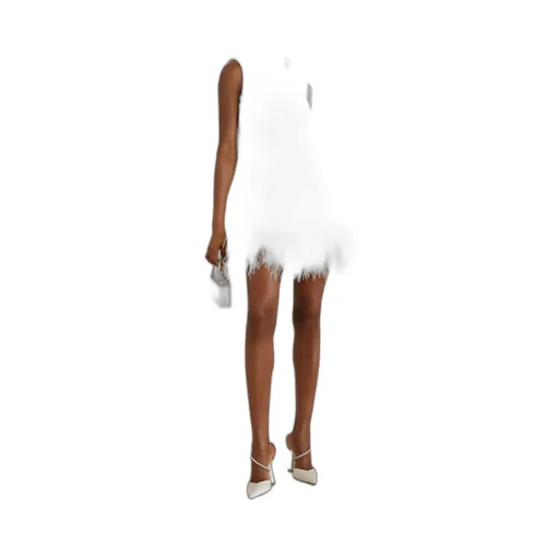 Umiko Feather-Trimmed Satin Mini Dress