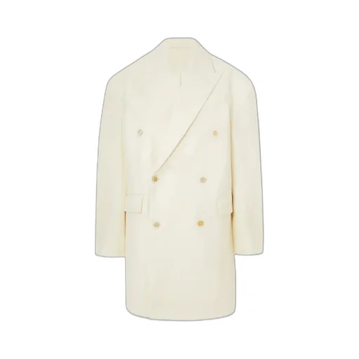 Oversized Double-Breasted Grain De Poudre Wool Coat