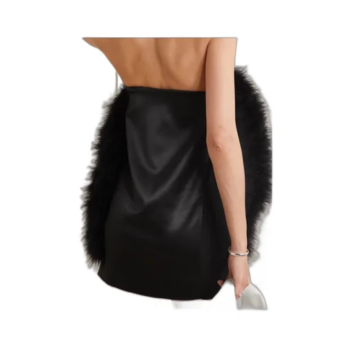 Blaise Strapless Feather-Trimmed Satin And Stretch-Crepe Mini Dress