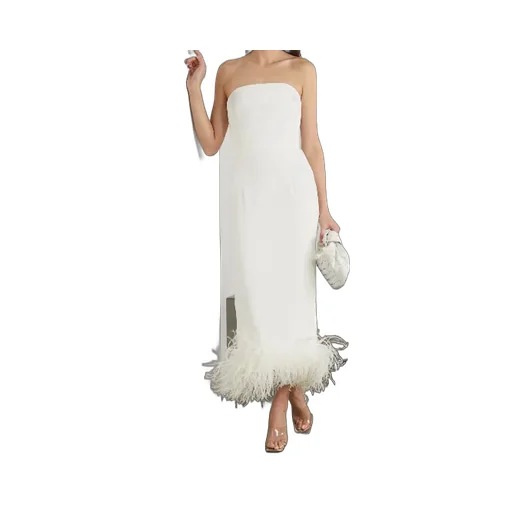 Minelli Feather-Trim Midi Dress