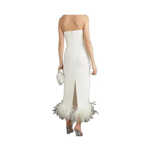 Minelli Feather-Trim Midi Dress