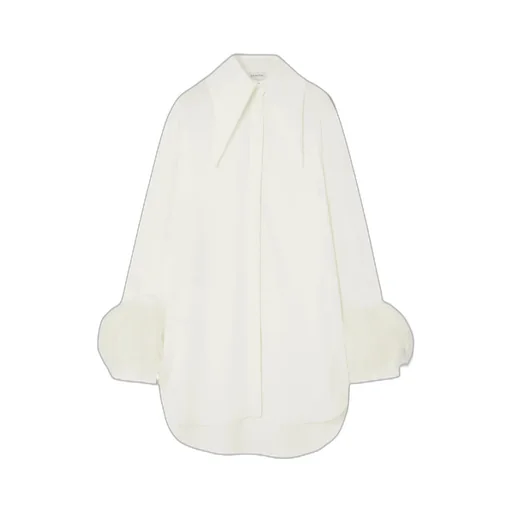 Feather-Trimmed Crepe Shirt
