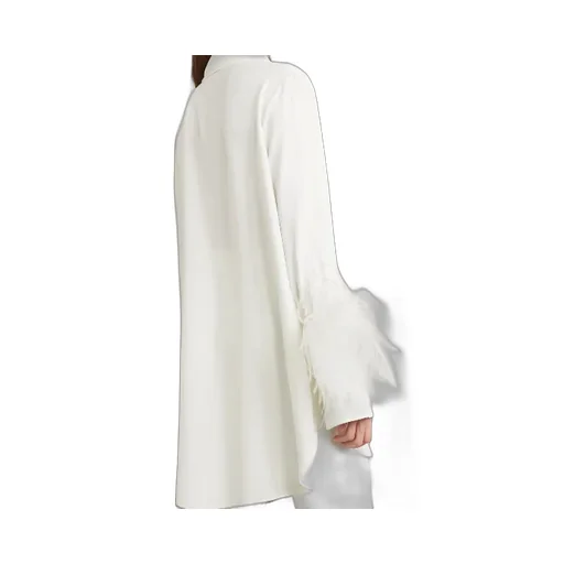 Feather-Trimmed Crepe Shirt