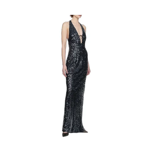 Eima Sequined Tulle Halterneck Gown