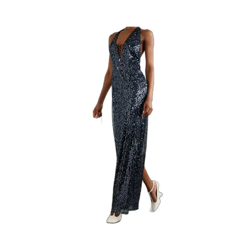 Eima Sequined Tulle Halterneck Gown