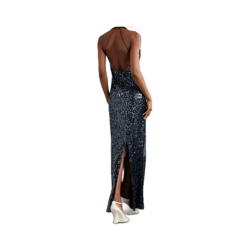 Eima Sequined Tulle Halterneck Gown