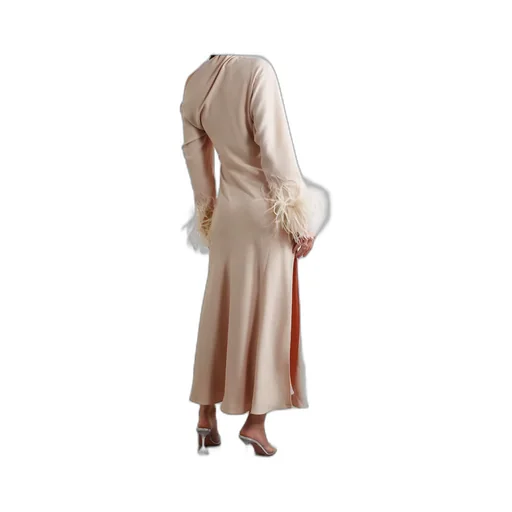 Adelaide One-Shoulder Feather-Trimmed Crepe Maxi Dress