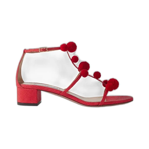 Pomp-Trimmed Sandals