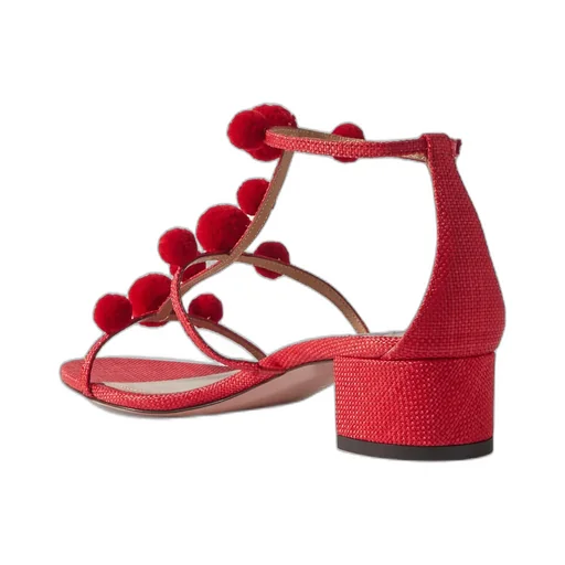 Pomp-Trimmed Sandals