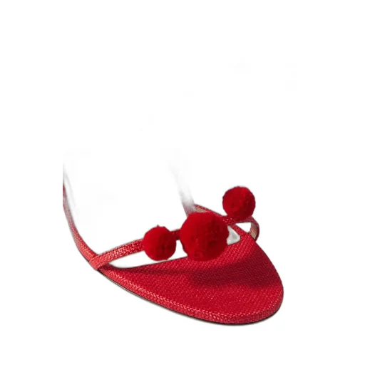 Pomp-Trimmed Sandals