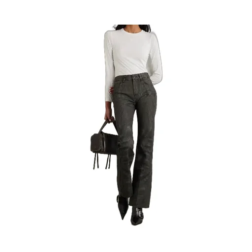 Floral-Print Mid-Rise Flared Jeans