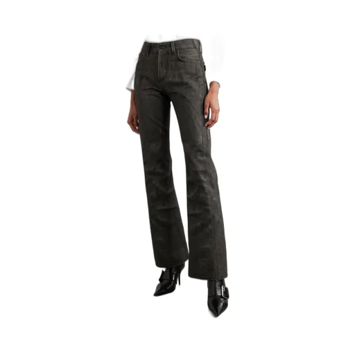 Floral-Print Mid-Rise Flared Jeans