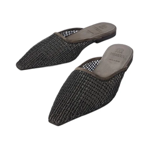 Precious Net-Embroidery Flat Mules