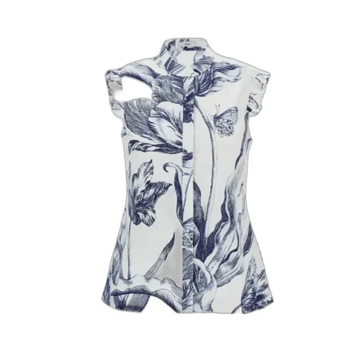 Floral-Print Sleeveless Shirt