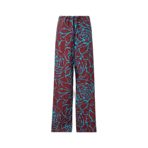 Printed Crepe Straight-Leg Casual Pants