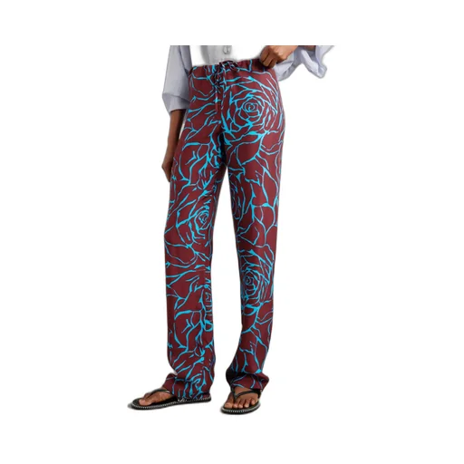 Printed Crepe Straight-Leg Casual Pants