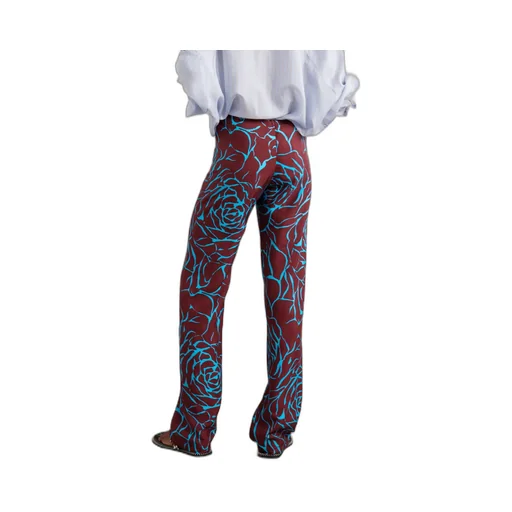 Printed Crepe Straight-Leg Casual Pants