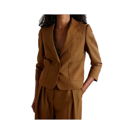 Cropped Striped Wool-Blend Twill Blazer