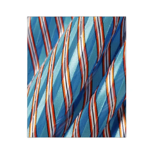 Pleated Striped Satin Chiffon Midi Dress