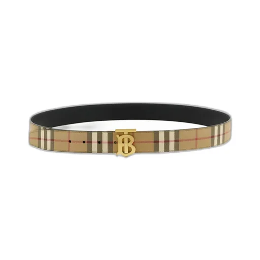 Burberry Tb Buckle Checked Reversible Belt