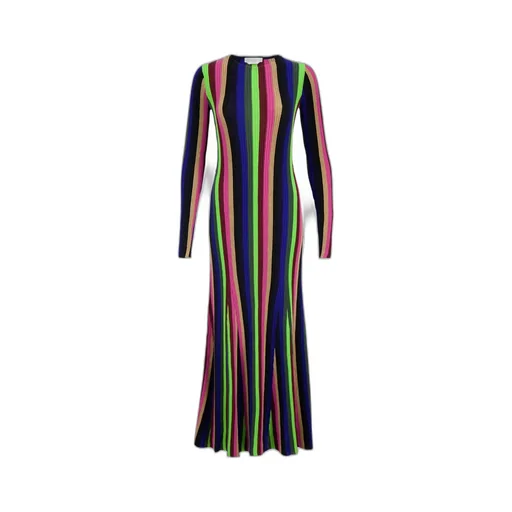 Striped-Pattern Long-Sleeve Dress