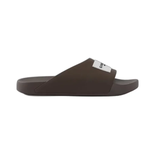 Label Slide Flat Mules In Rubber