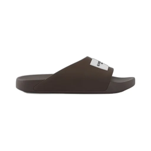 Label Slide Flat Mules In Rubber