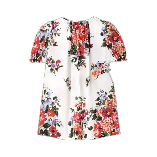Dolce & Gabbana Kids Flower Patterned Crewneck Dress