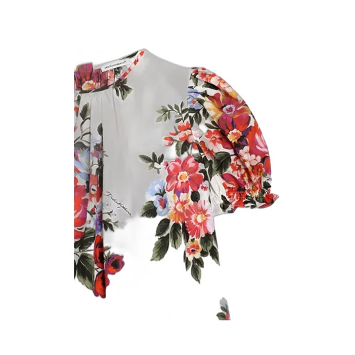 Dolce & Gabbana Kids Flower Patterned Crewneck Dress