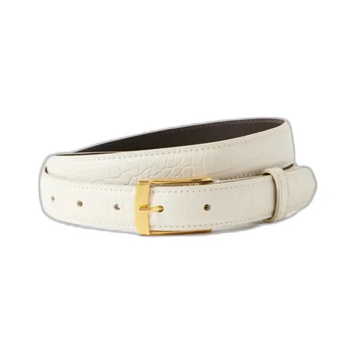 Dana Crocodile-Patterned Leather Belt