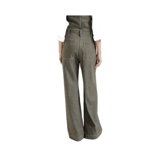 Denim-Effect Pleated Trousers