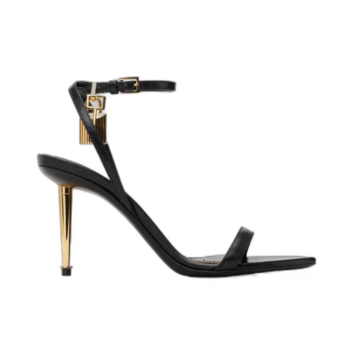 Lock-Shaped Pointed-Toe Open-Toe Sandals