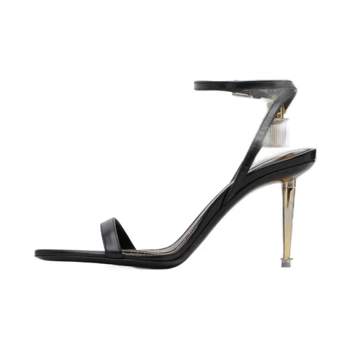 Lock-Shaped Pointed-Toe Open-Toe Sandals